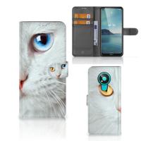 Nokia 3.4 | Telefoonhoesje | Met pasjeshouder | Witte Kat