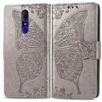 Butterfly Love bloemen reliëf horizontale Flip lederen draagtas voor OPPO F11 met houder & kaartsleuven & portemonnee & Lanyard (grijs)