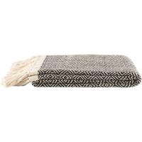 Leen Bakker - Plaid Karst - Zwart - 130x170 Cm - Polyester/Katoen - Zwart#Beige#Crème