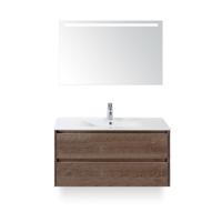 Dante Badmeubelset 100 cm - Tabacco - Keramische Wastafel Wit Enjoy - met Sence Spiegel