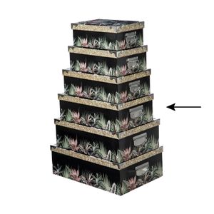 5Five Opbergdoos/box - zwart - L40 x B26.5 x H14 cm - Stevig karton - Junglebox