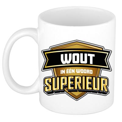 Naam mok Wout - wit - Superieur - keramiek - 300 ml - cadeau collega beker Naam mok Wout - wit - Superieur - keramiek - 300 ml - cadeau collega beker