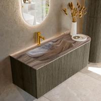 Badmeubel Mondiaz Kurve-Dlux | 115 cm | Meubelkleur Shadow | Wastafelkleur Sombra | Solid surface | Wasbak linker zijde spoelbak | 1 kraangat