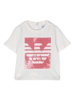 Emporio Armani Kids t-shirt à logo brodé de sequins - Blanc