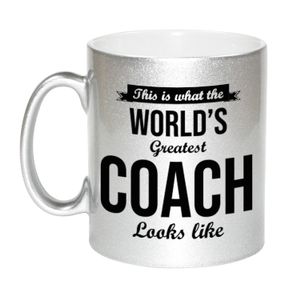 Zilveren Worlds Greatest Coach cadeau koffiemok / theebeker 330 ml