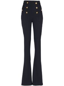 Balmain pantalon en laine à coupe évasée - Noir