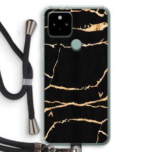 Gouden marmer: Pixel 5 Transparant Hoesje met koord
