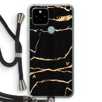 Gouden marmer: Pixel 5 Transparant Hoesje met koord