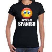 Spanje emoticon Happy to be Spanish landen t-shirt zwart dames - thumbnail