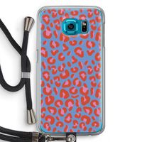 Leopard blue: Samsung Galaxy S6 Transparant Hoesje met koord
