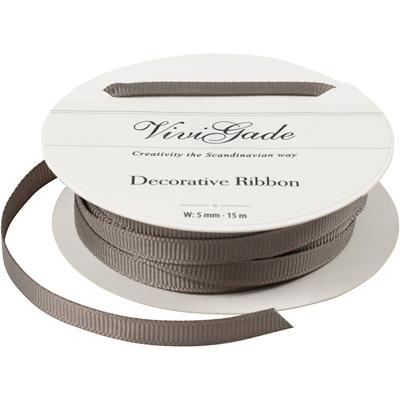 Creativ Company Decoratie lint, b: 6 mm, grijs, 15 m/ 1 rol