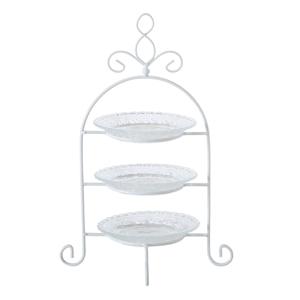 Boltze Etagere - 3 - laags - wit - 30 x 23 cm - metaal en glas