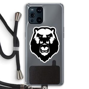 Angry Bear (white): Oppo Find X3 Pro Transparant Hoesje met koord