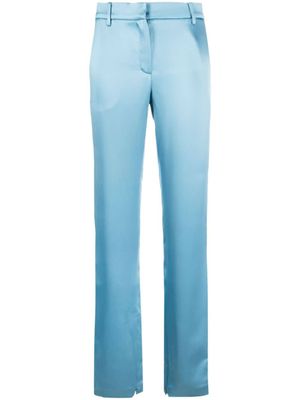 Magda Butrym pantalon en satin à coupe droite - Bleu