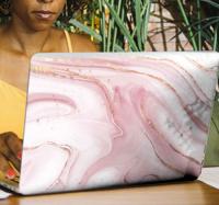 Laptop sticker marmer roze - thumbnail