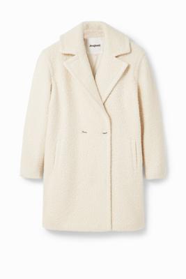 Bouclé jas met overslag - WHITE - XS