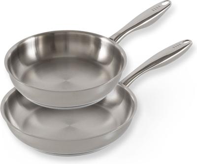 ELLE Gourmet Classique Koekenpannenset - Ø 24 & 28 cm - Zonder anti-aanbaklaag - RVS