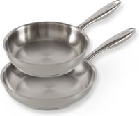 ELLE Gourmet Classique Koekenpannenset - Ø 24 & 28 cm - Zonder anti-aanbaklaag - RVS