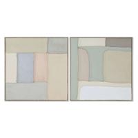 Canvas Home ESPRIT Groen Beige Abstract Stads 92 x 3,8 x 92 cm (2 Stuks)