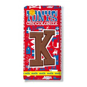 Tony's Chocolonely - Chocoladeletter Melk reep "K" - 180g