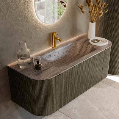 Badmeubel Mondiaz Kurve-Dlux | 120 cm | Meubelkleur Shadow | Wastafelkleur Oza | Solid surface | Wasbak midden spoelbak | 1 kraangat