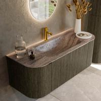 Badmeubel Mondiaz Kurve-Dlux | 120 cm | Meubelkleur Shadow | Wastafelkleur Oza | Solid surface | Wasbak midden spoelbak | 1 kraangat