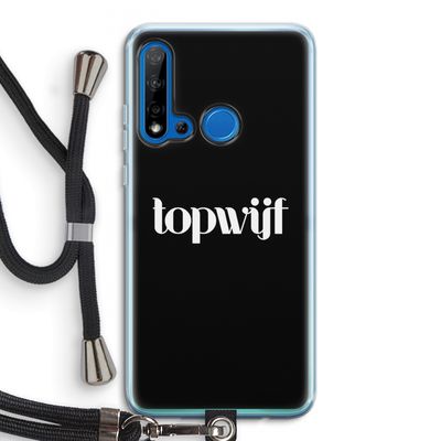 Topwijf Zwart: Huawei P20 Lite (2019) Transparant Hoesje met koord