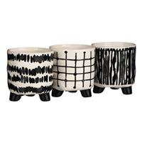 Bloempot zwart/wit 7,5 cm 3 assorti VE12 | 24 stuks
