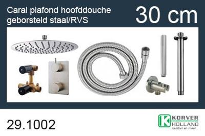 Regendouche set Wiesbaden Brushed UFO | Inbouw | Thermostaatkraan | 2-weg | Rond | Geborsteld staal