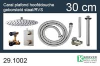Regendouche set Wiesbaden Brushed UFO | Inbouw | Thermostaatkraan | 2-weg | Rond | Geborsteld staal