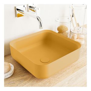 Waskom Mondiaz Binx | 36x13x36 cm | Solid Surface | Vrijstaand | Vierkant | Ocher