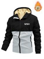 Bon&Bon Men's Color Block Letter Print Hooded Fleece Jacket - Black Black1 / M