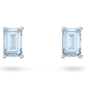 Swarovski 5639134 Oorknoppen Stilla Cushion zilverkleurig-blauw 6 x 4 mm