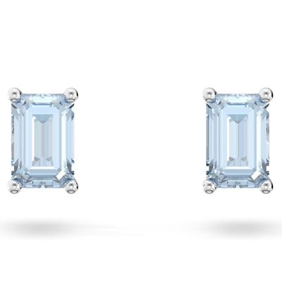 Swarovski 5639134 Oorknoppen Stilla Cushion zilverkleurig-blauw 6 x 4 mm