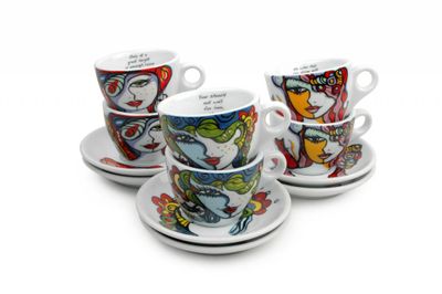 Josien Broeren Koffiekopjes 170 ml met schotels