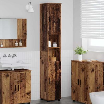 Hoge badkamerkast Oud hout 30 x 35 x 192 cm Bewerkt hout