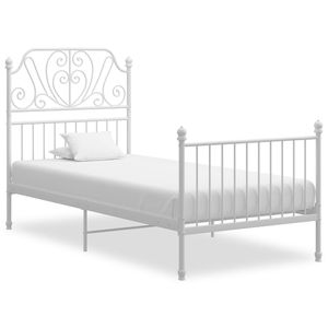 Bedframe metaal en multiplex wit 90x200 cm