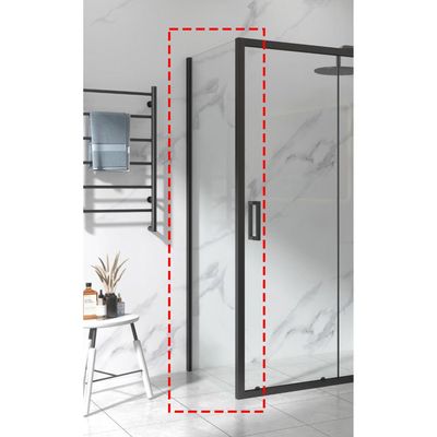 Douche zijwand SaniClear Slide Black | 80x200 cm | Helder glas | Mat zwart beslag