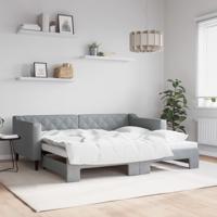 Slaapbank met onderschuifbed 90x190 cm stof lichtgrijs