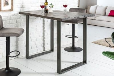 Massieve bartafel IRON CRAFT 120cm grijze mangohouten bartafel industrieel design - 38667