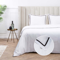Dekbedovertrek Hotel Piping Effen 200x200 Cm Donkerblauw Luna Bedding - Dekbed-Discounter.nl