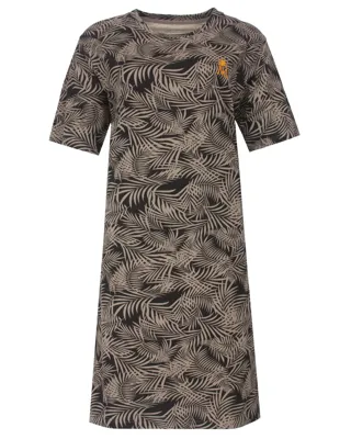 Medaillon dames nachthemd korte mouw - Taupe