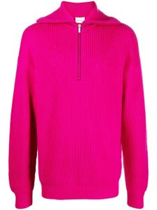 Drôle De Monsieur pull nervuré à col zippé - Rose