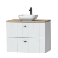 Tiger Maryport Meubelset 80 cm met 2 lades Mat wit incl Ontario waskom Hoogglans wit - 1496018914