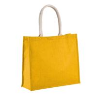 Jute boodschappen strandtas - geel - 42 x 36 cm - Strandartikelen beach bags/shoppers