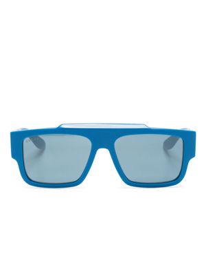 Gucci Eyewear lunettes de soleil carrées à logo imprimé - Bleu