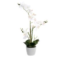 Orchidee bloemen kunstplant in witte bloempot - witte bloemen - H60 cm