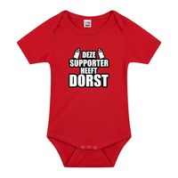 Deze supporter heeft dorst verkleed/cadeau baby rompertje rood jongen/meisje EK / WK supporter - thumbnail