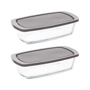 Ovenschaal van borosilicaat glas met deksel - 2x - rechthoek - 1.8 Liter - 27 x 14 x 7,3 cm