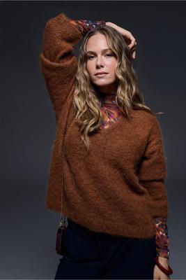 Liana vneck pullover - caramel - 13307